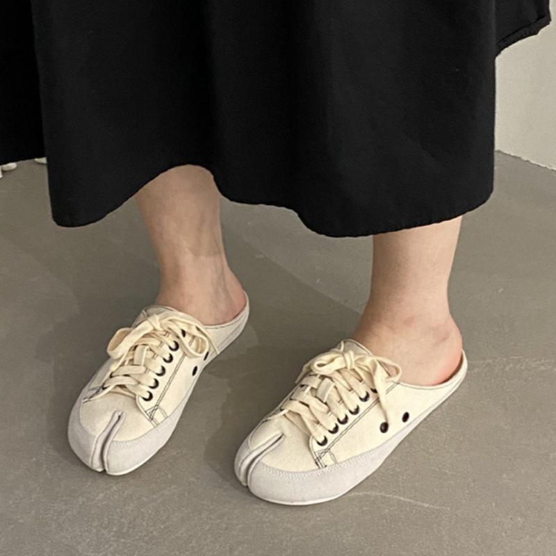 Fashion Ladies Canvas Mule Slippers 2025 New Unisex Split Toe Flats Shoes Spring Autumn Designer Fashion Style Casual Women Sneakers