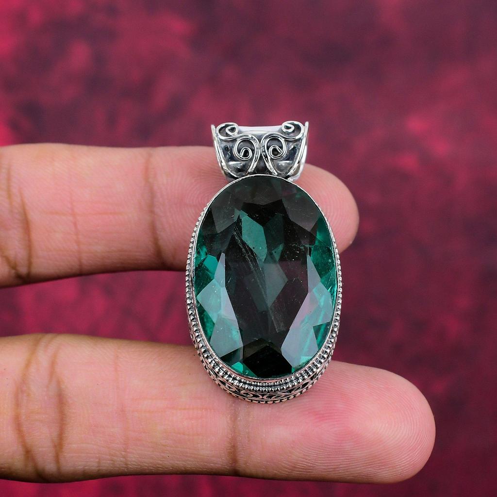 Μενταγιόν Aqua Apatite, μενταγιόν από μασίφ ασήμι 925 Χειροποίητο κόσμημα από πολύτιμους λίθους, ολοκαίνουργιο μενταγιόν δώρα για τη σύζυγο