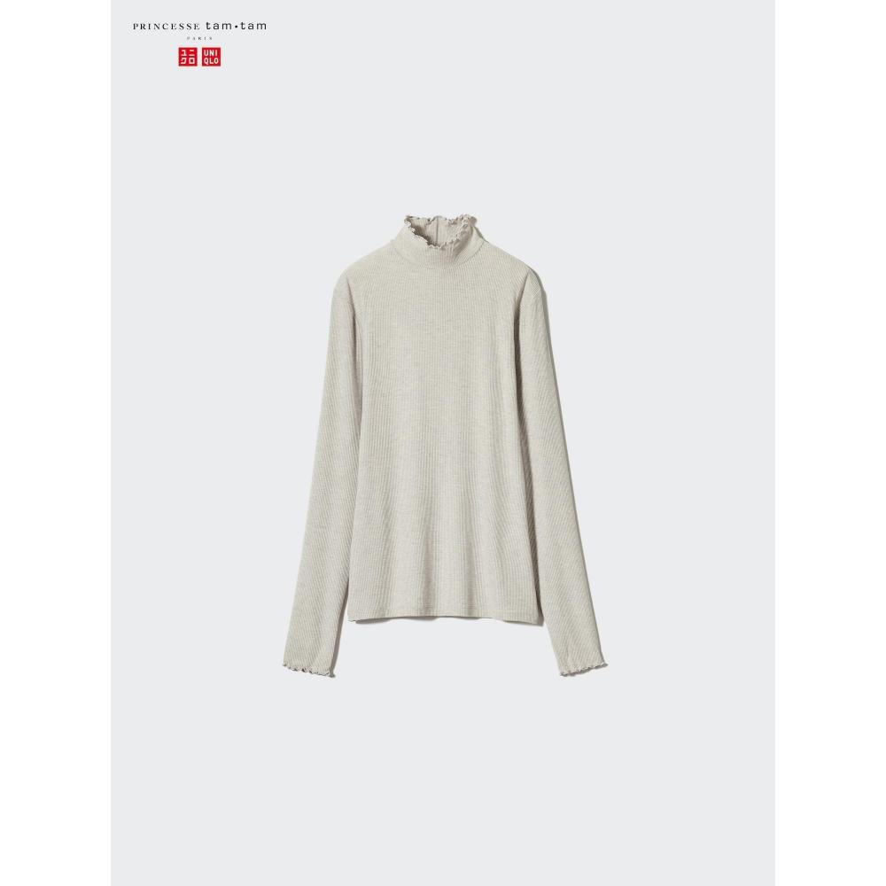 Uniqlo ExTra Warm HeaTTech Cashmere Blend Ribbed Mock Neck T shirT