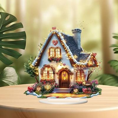 Letrero de Mesa para Casa del Día de San Valentín Yousheng Decoración 2D con Forma de Casa Adorno de Mesa para Boda en Granja Fiesta Hogar Sala de Estar Dormitorio