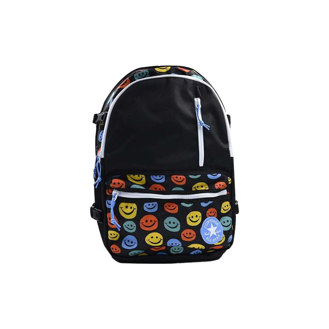 Converse Smiley Face Print Large Capacity Sports Backpack Unisex Backpack Black 10022408-A06 Black