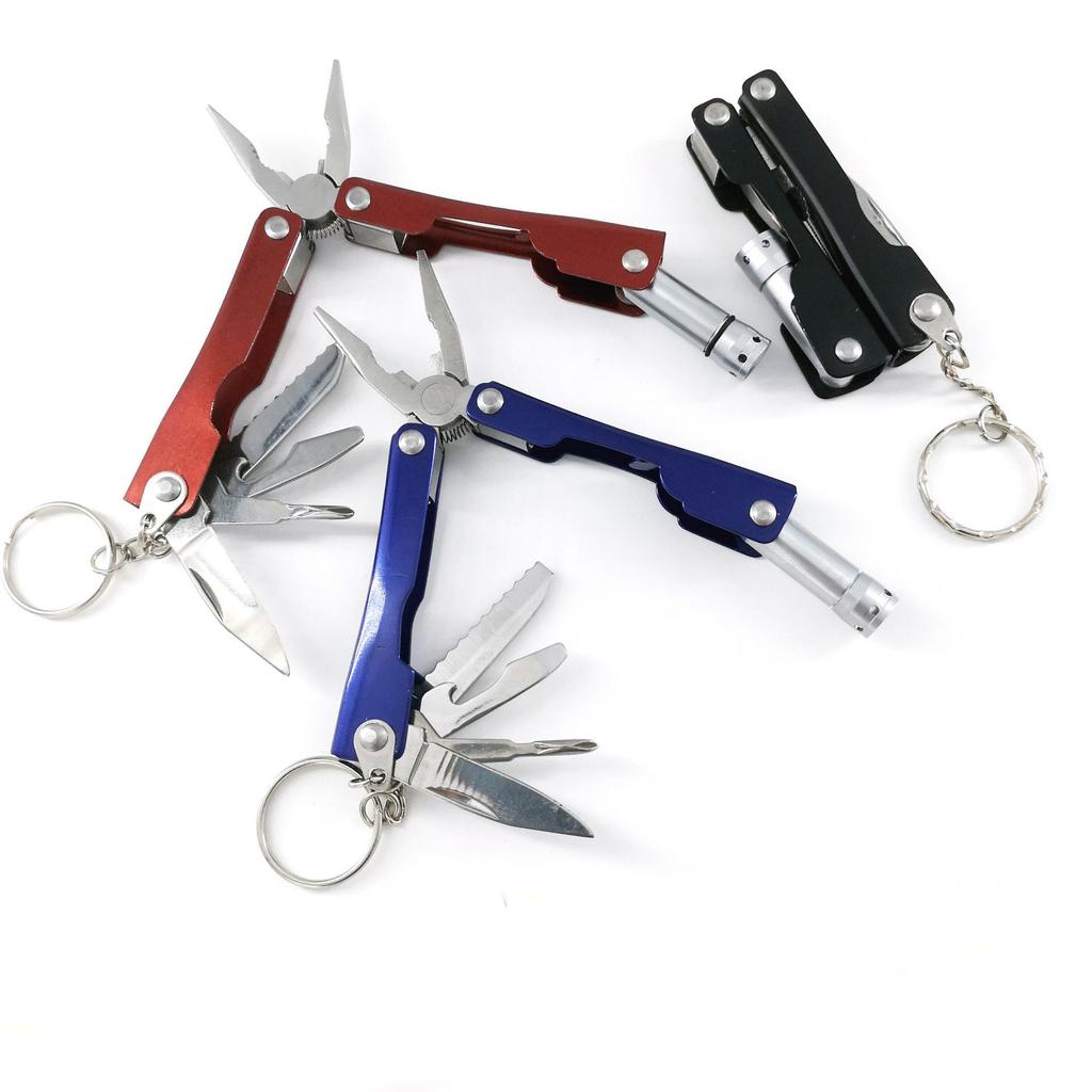 3CR13 Stainless Steel Multi Pliers 9 In 1 Functions Aluminum Alloy Multitool Mini Outdoor Camping Gear LED Plier
