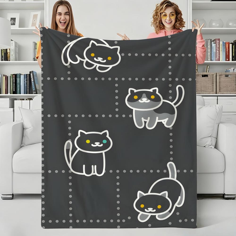 Game N-Neko Atsume Throw Flannel Blanket Perfect for Sofa Office Bed Travel Sleep Read Relax Camping Four Season Use