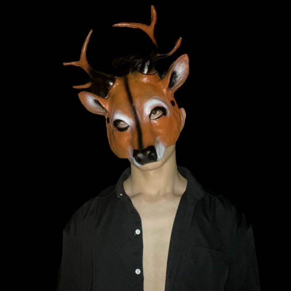 Kostüm Cosplay Abschlussball Requisiten Gesichtsmaske Hirschkopf Maske Kabuki Kitsune Maske Tiermaske Halloween Maske
