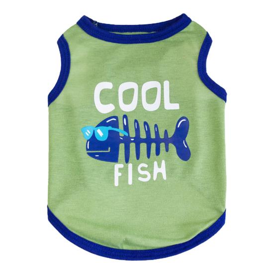 

Жилет для домашних животных с буквенным принтом, майка для собак, летняя без рукавов, с круглым вырезом, летняя уличная одежда для домашних животных с двумя ногами, для маленьких собак M зелёный