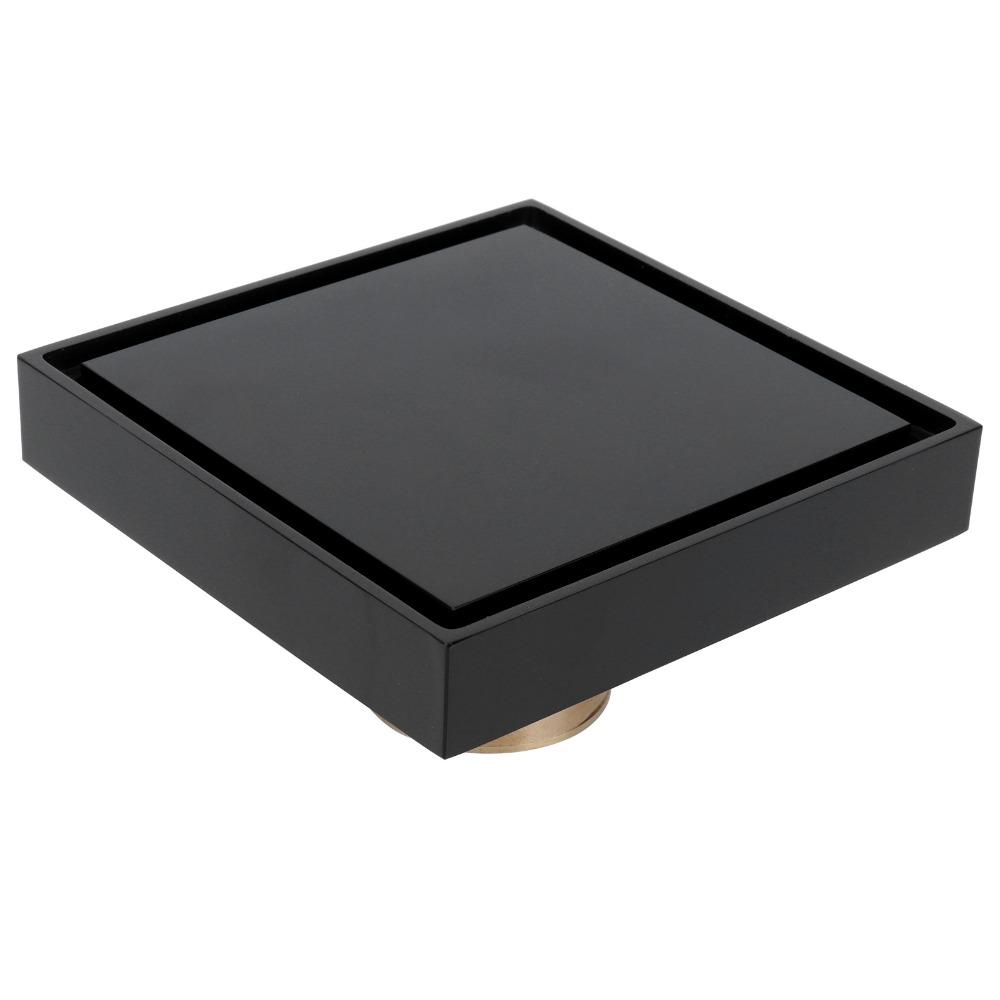Black Floor Drain Strainer Square Drain Cover Anti Odor Shower Floor Drain Balcony