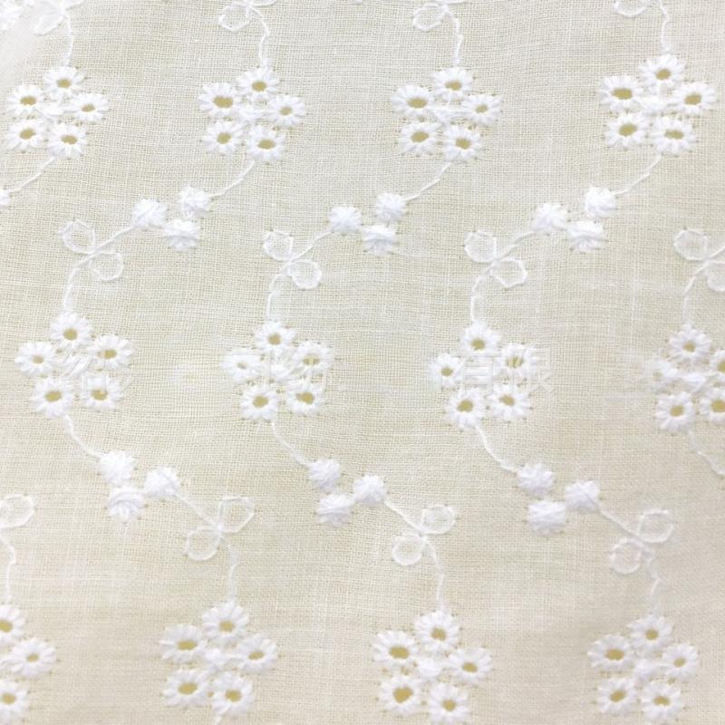 100x130cm Tessuto di Cotone Bianco Ricamato con Occhielli Pizzo di Cotone Materiale per Cucire Vestiti, Al Metro 23 stili
