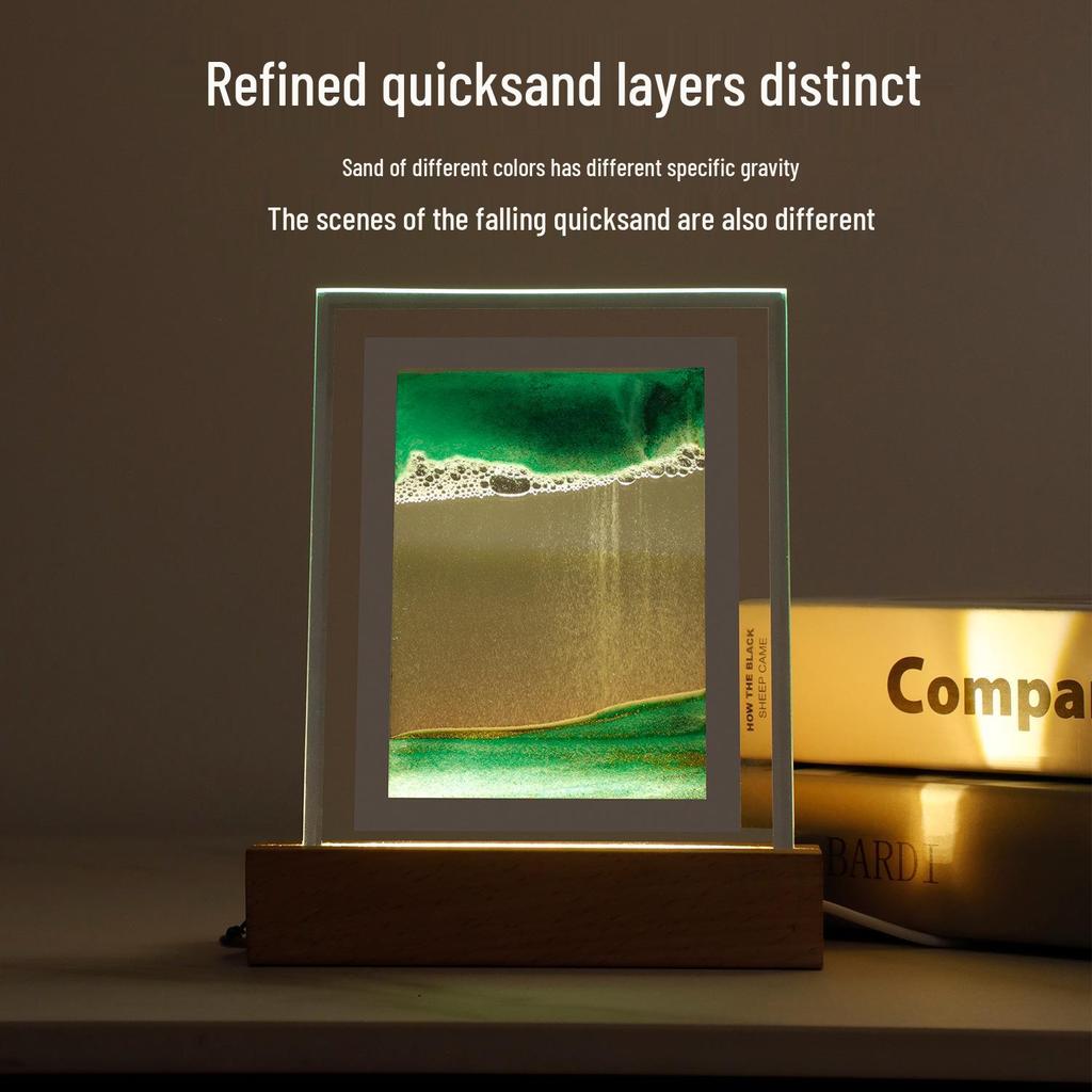 Quicksand Painting Night Light: Creative USB Atmosphere Decor for Living Room, Bedroom, Office