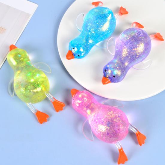 Transparent Glitter Duck Squeeze Toy Mini Lying Duck Anxiety Relief Sensory Toy