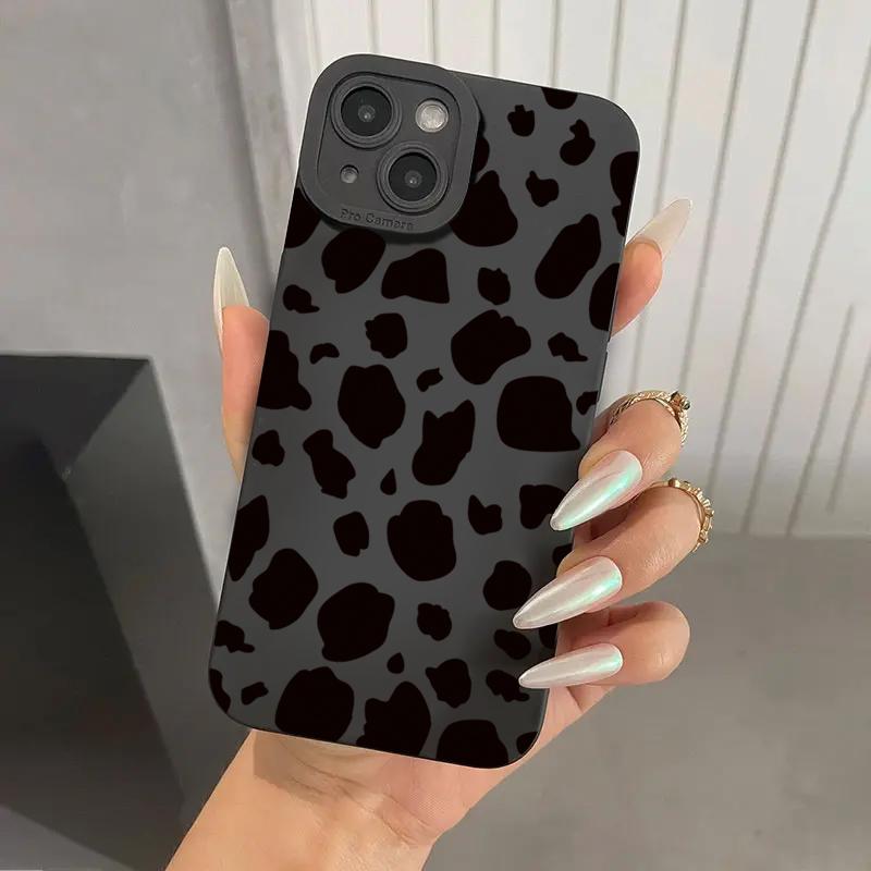 

Чехол для iPhone 15 14 13 12 11 Pro Max XS X XR Защитный чехол с леопардовым принтом для iPhone 7 8 Plus SE 2020 Силиконовые чехлы For iPhone 13 чёрный