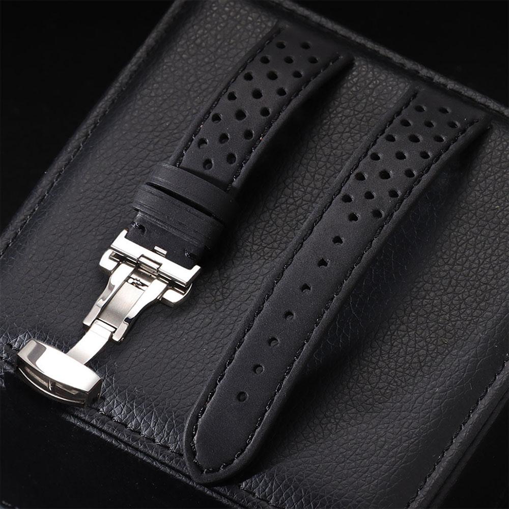 Universal Genuine Cowhide Watch Band Butterfly Buckle Vintage Straps for Men Women Breathable Bracelet Belt 18/20/22mm Wristband