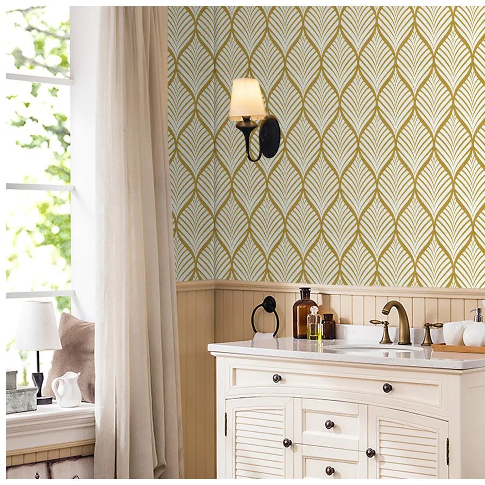 Gold Wallpaper Peel and Stick Geometric Stripes Wall Sticker Removable Self Adhesive Vinyl Film Home Decoration Easy To Install