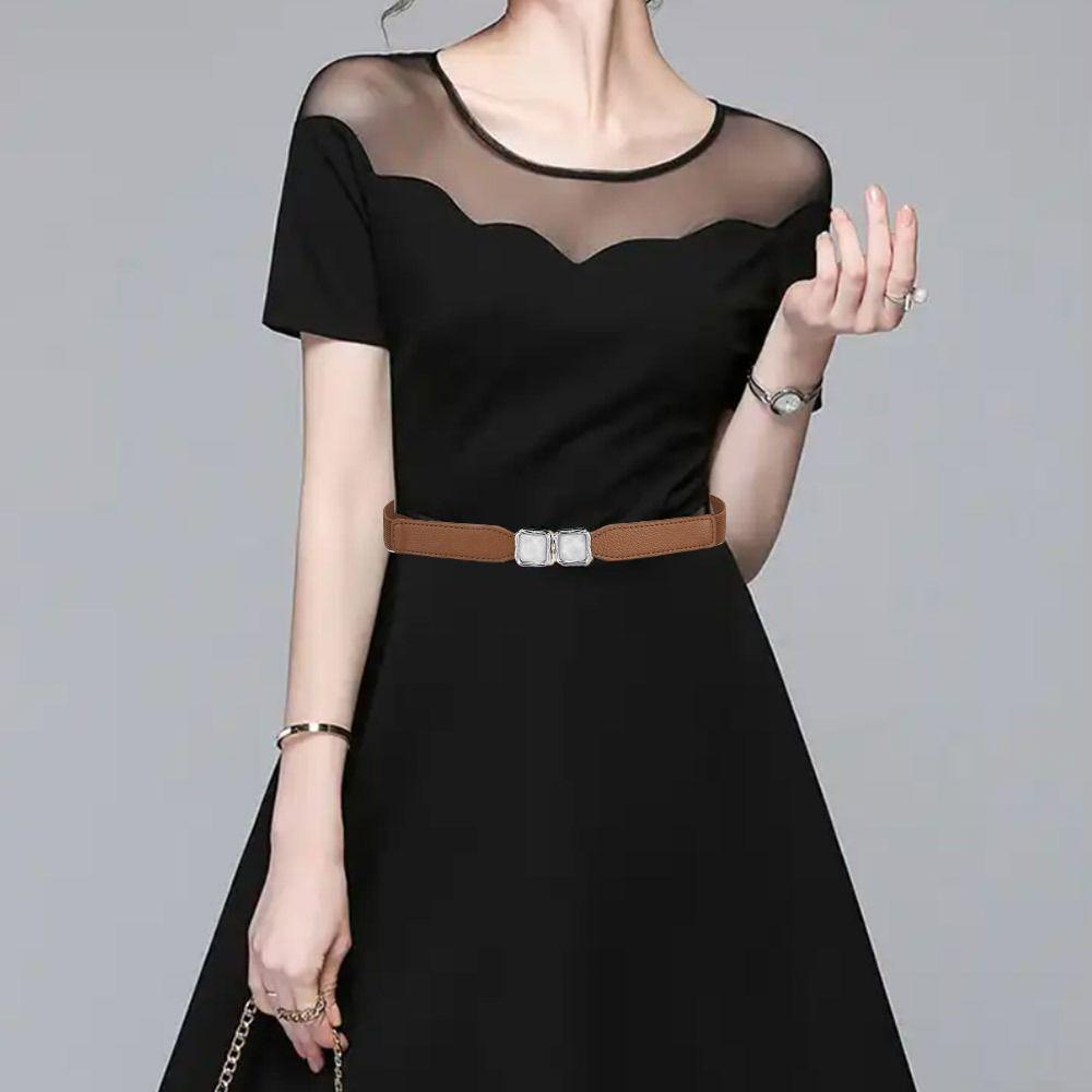 Thin Metal Hook Buckle Waistband Adjustable Elastic Waist Seal  For Women Lady Girl Bridal