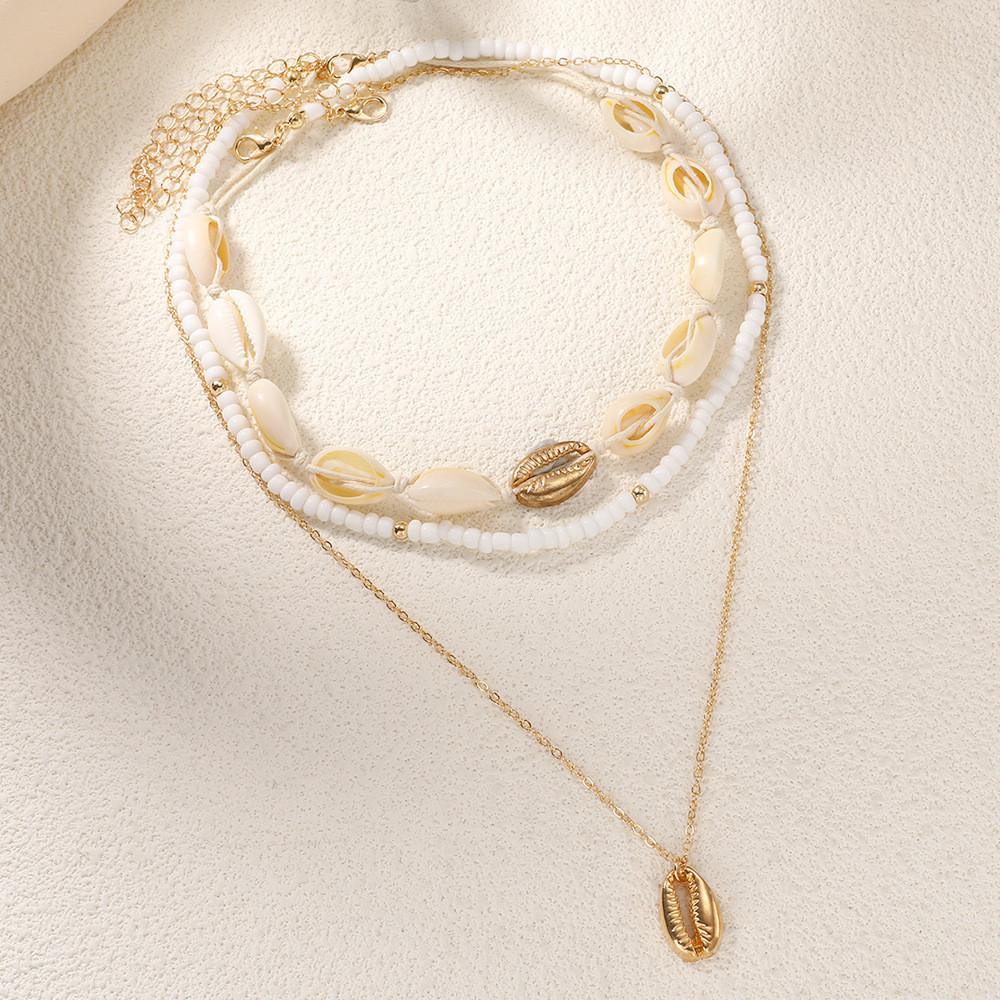 iF ME 3pcs/set Bohemian Shell Necklace for Women Vintage Pendant Beads Necklaces Chain Accessories Jewelry
