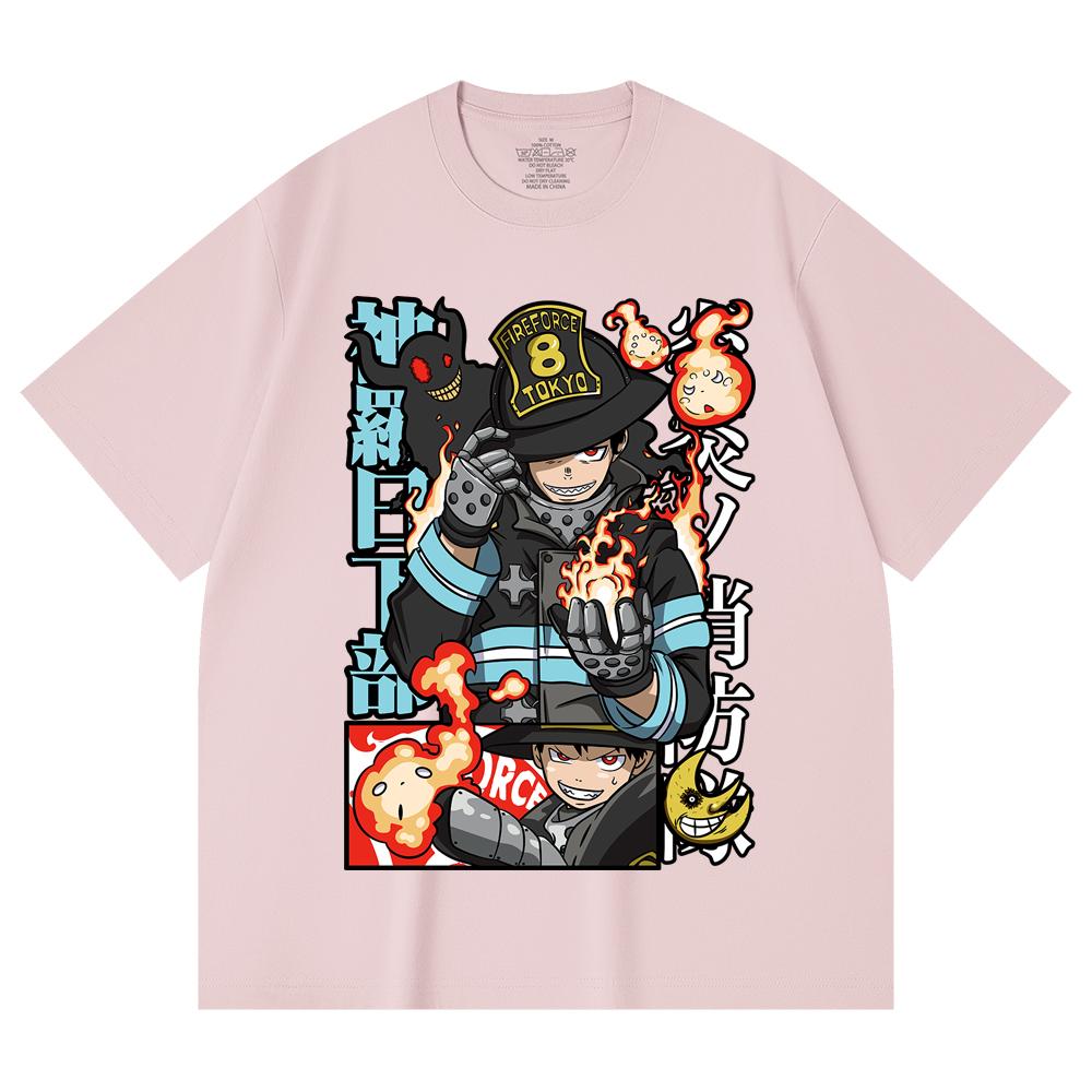 230 Gsm 100% Cotton Fire Force V2 Print Unisex Heavy Cotton T Shirt