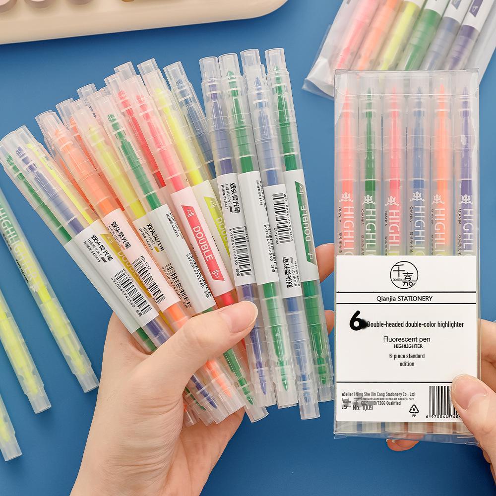 Dual-Tip Highlighter Set for Planners - Student Colored Outline Marker Pens