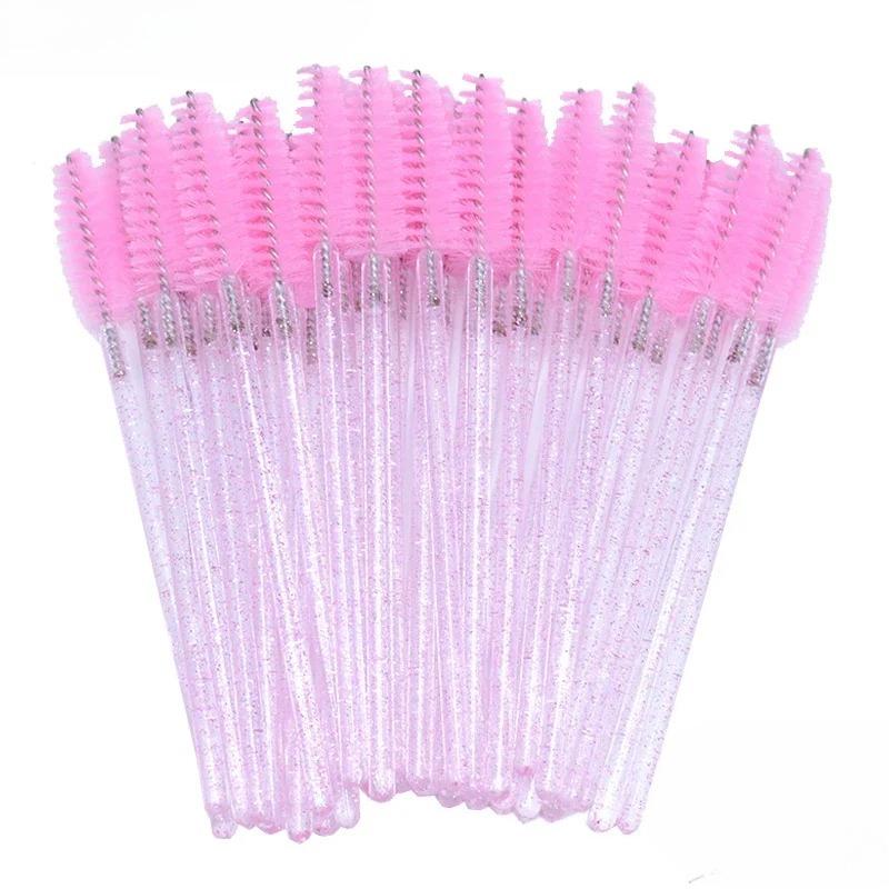 

50 шт. Для макияжа наращивания ресниц Одноразовые щеточки для ресниц Спули Микро щеточки для ресниц Палочки для туши Расчески Оптом розовый