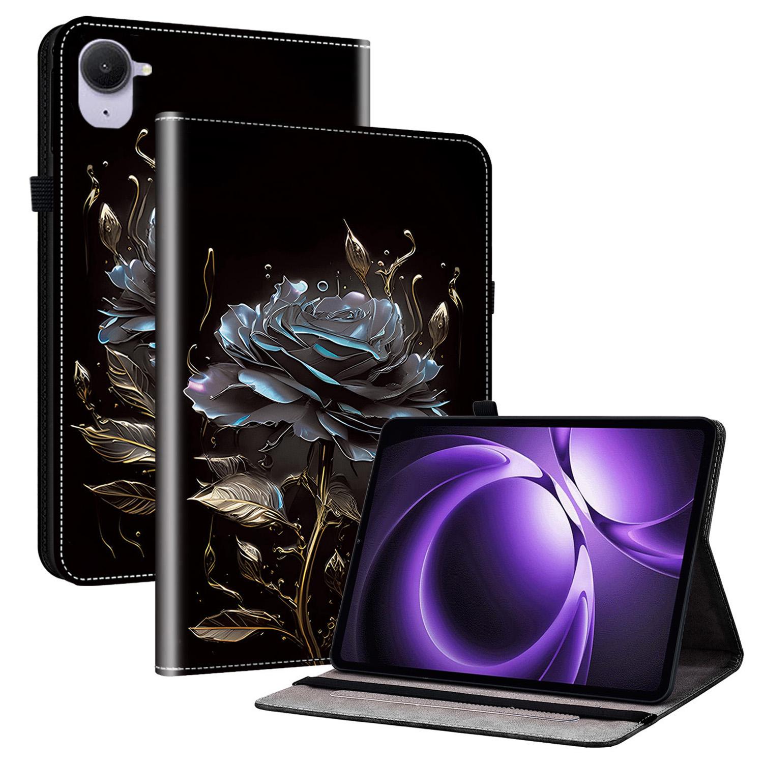 

Для Xiaomi Redmi K Pad Кожаный чехол с принтом, подставка, чехол для планшета со слотами для карт Black Rose