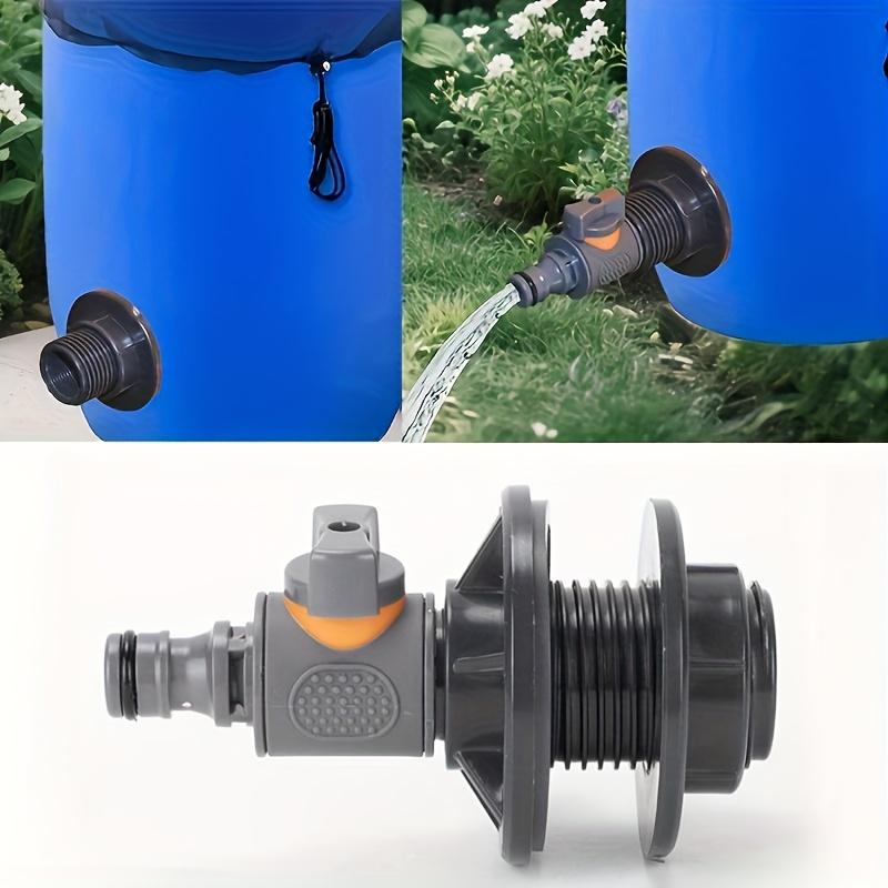 2 Pezzi Adattatore per Barile d'Acqua in PVC/IBC, Adattatore per Serbatoio d'Acqua con Valvola, Kit Connettore per Raccolta Acqua Piovana a Installazione Rapida, Connettore Filettato Esterno