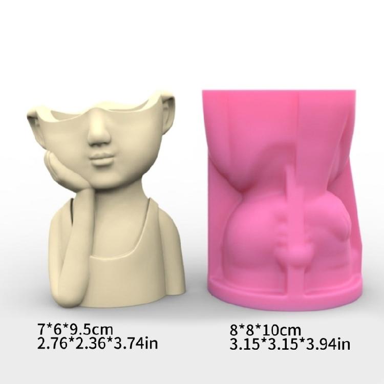 Silicone Molds Resin Casting Mold Home Decorations Cute Boy Candle Cup Mold Flowerpot Molds Gift for DIY Craft Lover