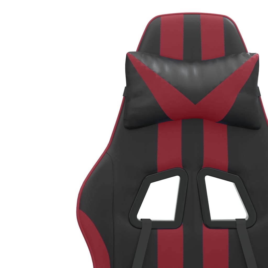 Gaming Chair with Footrest Swivel Black & Burgundy Artificial Leather