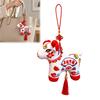 Auspicious Animal Hanging Charm Chinese New Year Sheep Plush Ornament, Traditional Embroidery Lamb Red Fabric Decor Pendant with Tassel, Zodiac Mascot