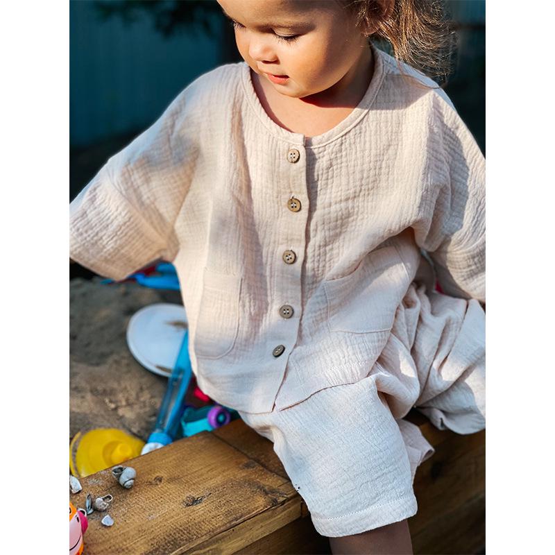 Danish-Style Kids' Summer Pajamas: Cotton Short-Sleeve Shirt & Shorts Set
