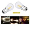 Pair of 1156 Glass Strobe COB LED Car Turn Signal Reverse Light Tail Brake Bulb White Light