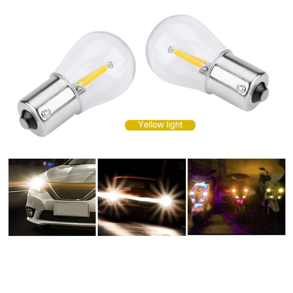 Pair of 1156 Glass Strobe COB LED Car Turn Signal Reverse Light Tail Brake Bulb White Light