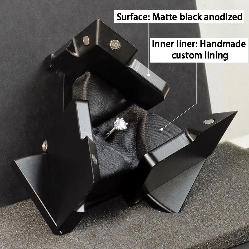 Rotating Mechanical Deformation Ring Box Aluminum Alloy Kinetic Energy Jewelry Storage Display Box Creative Proposal Cube Boxes