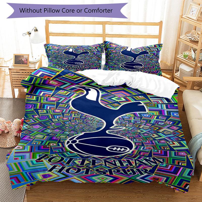 Tottenham Hotspur F.C Design Printed Pattern Duvet Cover Set – Includes 1 Duvet Cover and 2 Matching Pillowcases Bedroom Decor Christmas Gifts