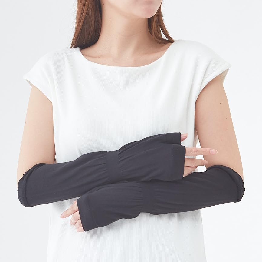 Arm Covers of Cool Magic 35cm Length To Double Cooling UV Protection Moisture Wicking Quick Drying CGX751 Light Gray One Size [Gunze] (Set 2) (Up