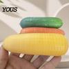 Educational Play Food for Kids Simulation Vegetable Squeeze Toy, Realistic Cucumber Corn Carrot Banana Fidget Toys Stress Interactive Dolls Relief And