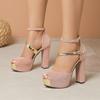 Sandali da Donna con Tacco Alto Taglie Forti Nuovi Sexy Open Toe con Cinturino alla Caviglia Sandali con Tacco Alto 2026 Cinturino con Fibbia Piattaforma Impermeabile Tacchi Chunky