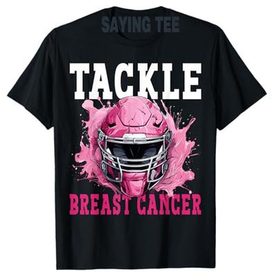 Tackle Football Breast Cancer Awareness Pink Ribbon Boys Kids T-Shirt Fashion Football Lover Graphic Top Short Sleeve Saying Tee