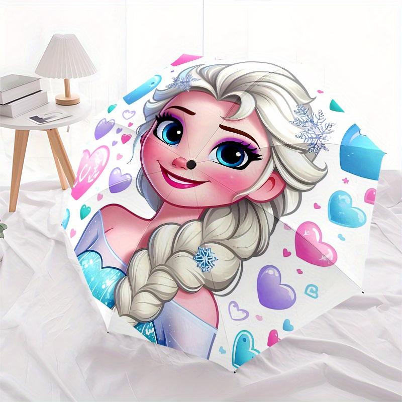 Disney Elsa,Frozen,Hearts Manual Opening and Closing Umbrella, 49-Rib Reinforced Folding Design, Lightweight