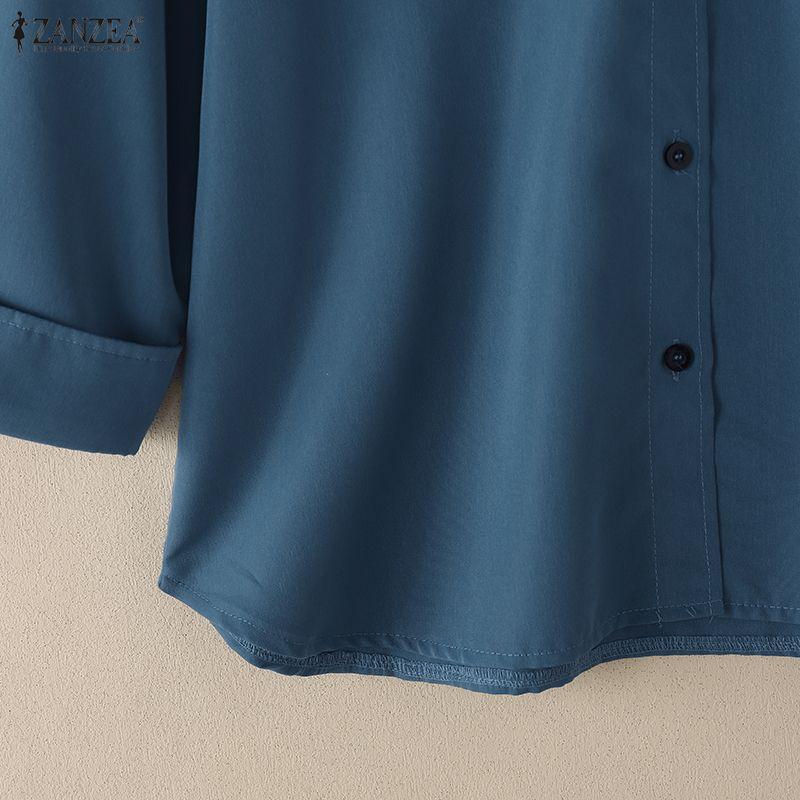 ZANZEA Lässige Bluse mit Umlegekragen und 3/4-Ärmeln für Damen