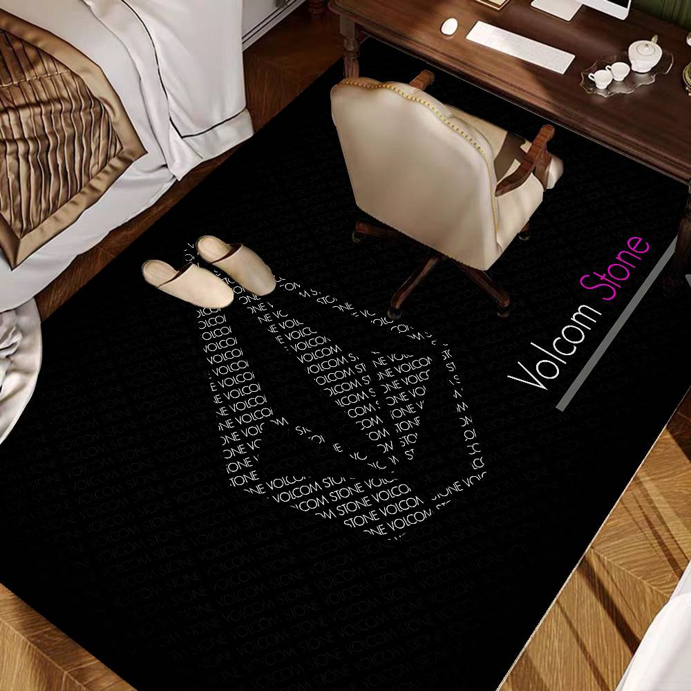 V-Volcom LOGO Long Rugs Cheaper Anti-slip Modern Living Room Balcony Printed Bedside Area Rugs