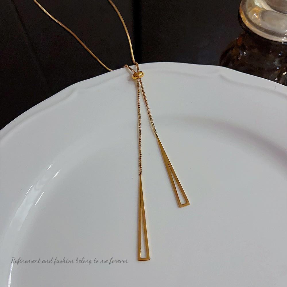 18K Gold Titanium Rhombus Clavicle Chain Necklace - Women’s Trendy Geometric Choker Pendant