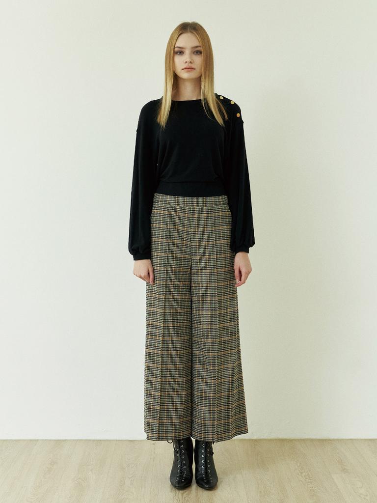 EJNOLEE Check Wide Pants