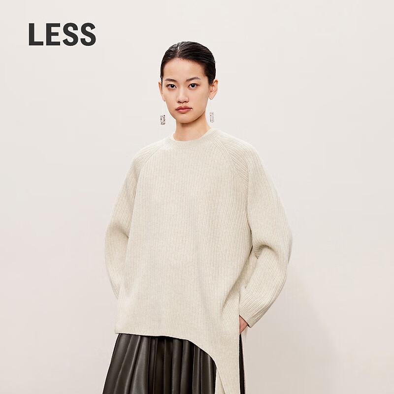 LESS 2024 Autumn Lambswool Cashmere Blend Pullover Sweater