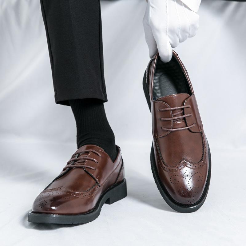 Men's Shoes Large Size Lace-up Brock Loafers Business Dress Leather Shoes Men's Foreign Trade Spring and Autumn Men's Casual Shoes