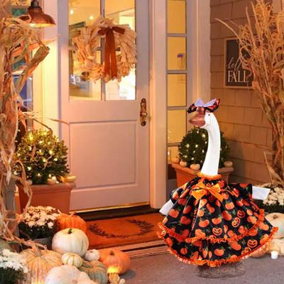 Goose Outfit for 23'' H Cement Plastic Goose Statue Halloween Goose Clothes Accessories for Outdoor Patio Yard Lawn Decor