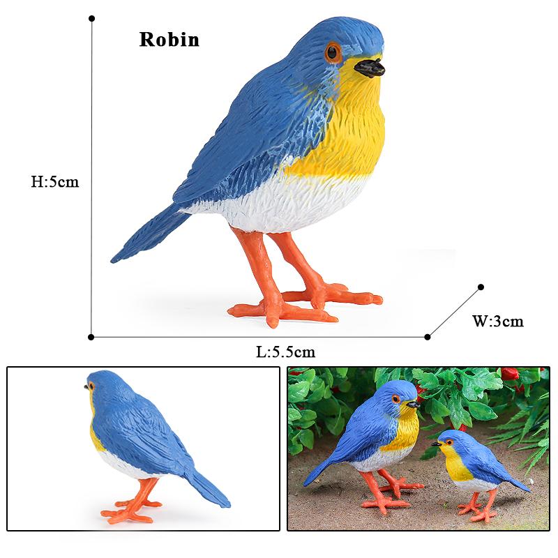 Oenux Forest Bird Animals Wild Ostrich Magpie Owl Crow Flamingos Figurines Action Figure PVC Garden Decoration Miniature Kid Toy