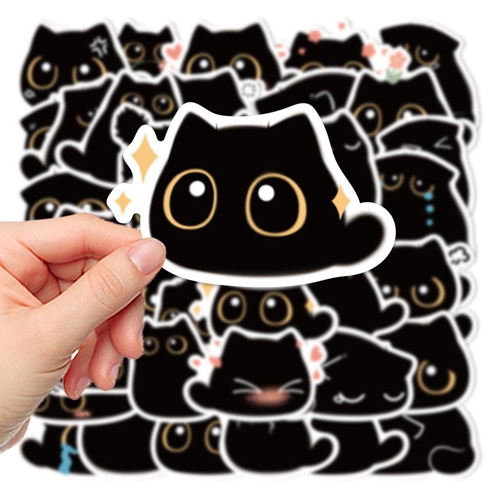 10/20/40pcs Kawaii Cute Cartoon Black Cat Stickers Funny Graffiti Decals DIY Water Bottle Phone Suitcase Sticker Decoration Toy