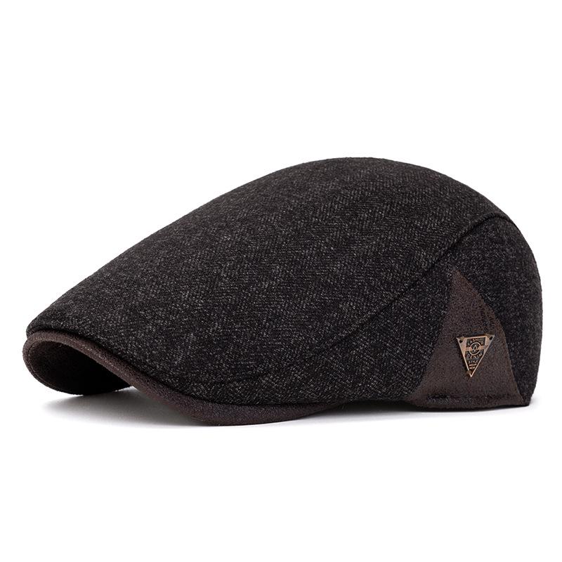 Autumn & Winter Men s Thick Warm Duckbill Newsboy Cap Adjustable темно-серого