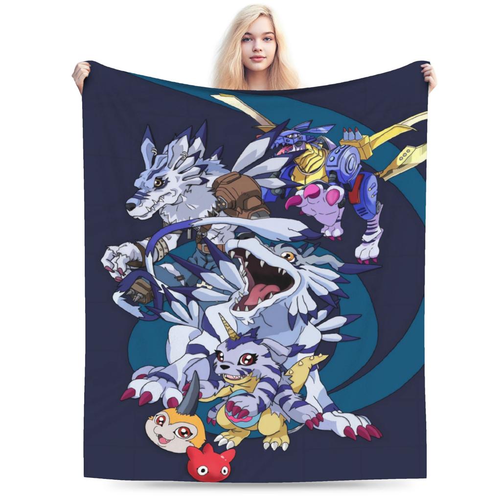 Soft Warm Blanket Child Airplane Travel Digimon Adventure Throw Blanket  Flannel Bedspread For Home Decor Fashion Sofa Bed Cover