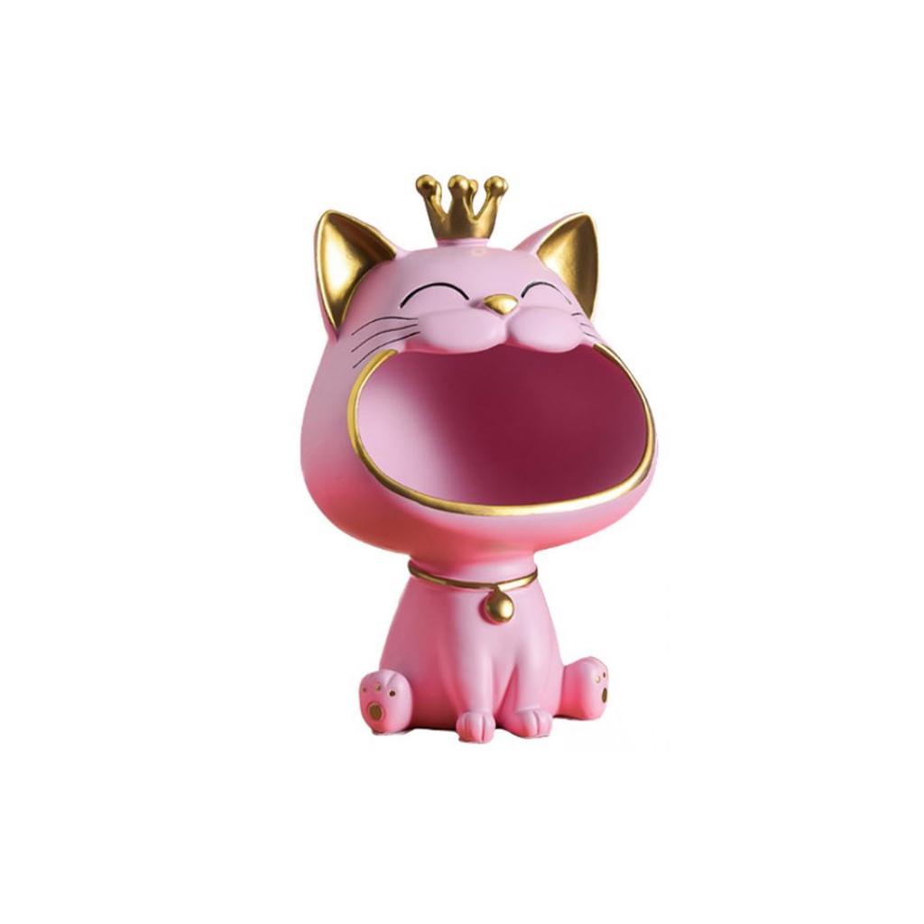 Lachende Katzenstatue, großes Maul, Katzen-Aufbewahrungsbox, Katzen-Skulptur, Katzen-Aufbewahrungsbox, Schlüsselschale, Schmucktablett