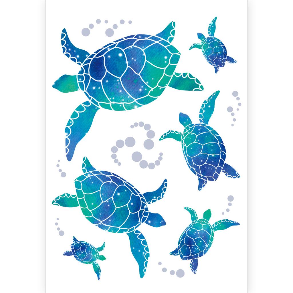 1 Sheet Sea Turtle Wall Stickers,Vinyl Underwater Ocean Waterproof Wall Decals for Home Office