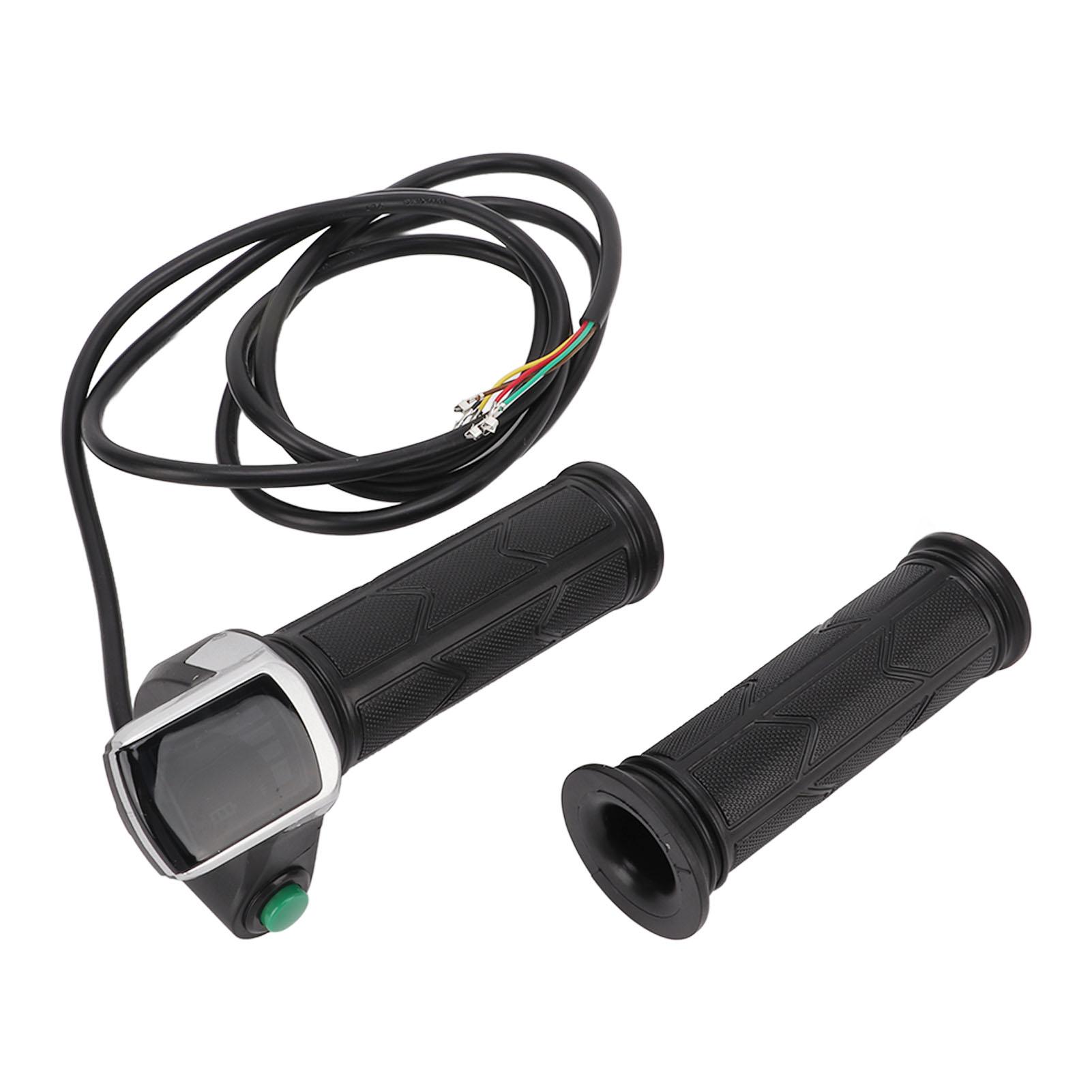 Electric Vehicle Handlebar Throttle Twist Grip Rubber Twist Throttle Accelerator Handle Grip with LCD Display 48V